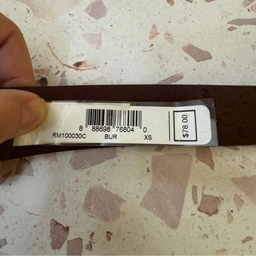 Rebecca Minkoff New Size XS‎ Mahogany Brown Studded Leather Belt Gold Hardware